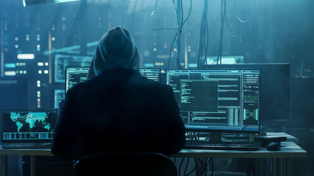 Hacker breaking into a government computer system